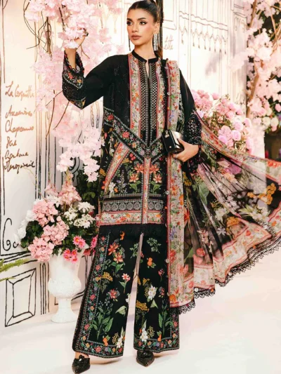 Digital Printed Lawn Embroidered Dress With Printed Chiffon Dupatta (Unstitched) (ST246)