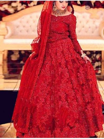 3D & Handwork NET Heavy Embroidered Maxi Dress 2024 Unstitched 3 Pec Suite (ST253)