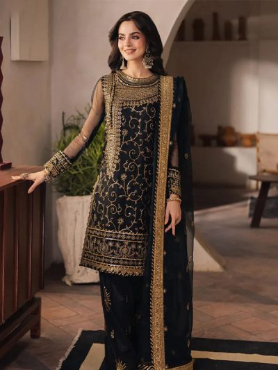 Heavy Embroidered Chiffon Party Wear Dress With Embroidered Chiffon Dupatta (Unstitiched) (ST272)