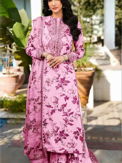Luxury Lawn Digital Printed Heavy Embroidered Dress With Chiffon Embroidery Dupatta (Unstitched) (ST284)