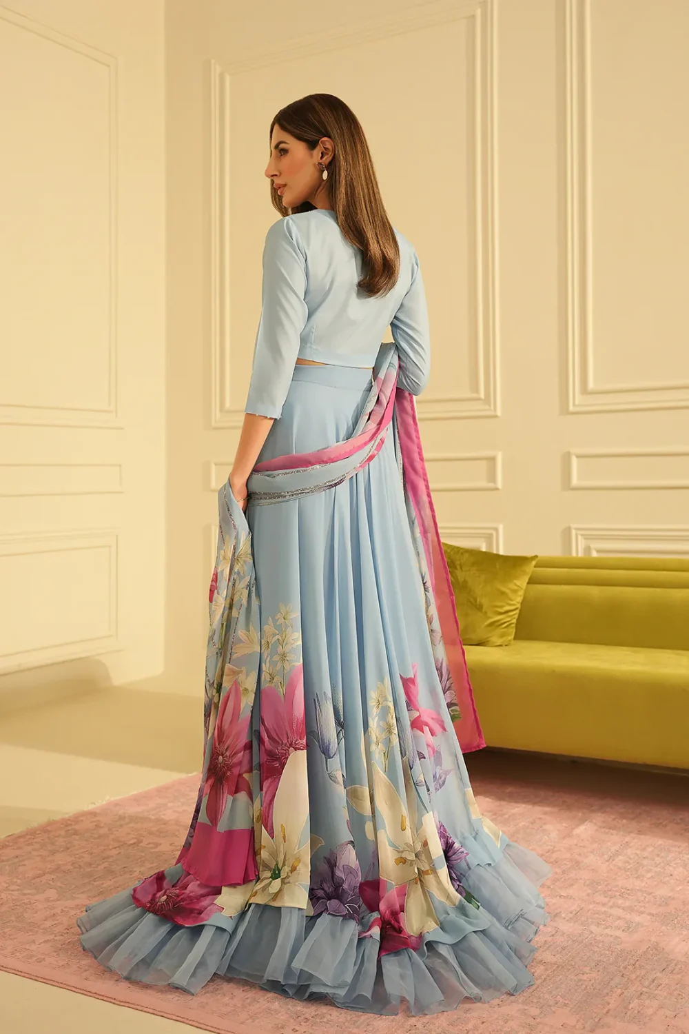 Digital Floral Print Silk Maxi Dress 2024 with Printed Silk Dupatta (Unstitched) (ST279) - Image 2