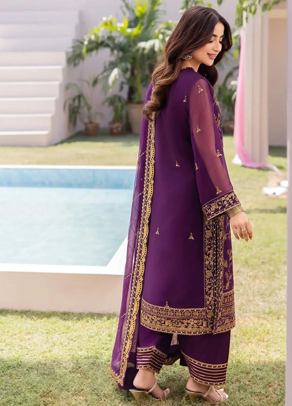 Chiffon Heavy Embroidered Dress With Embroidered Chiffon Dupatta (Unstitched) (ST268) - Image 2