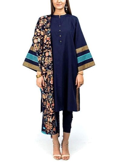 Latest Dhanak Embroidered Dress With Dhanak Embroidered Shawl (Unstitched) (ST283)