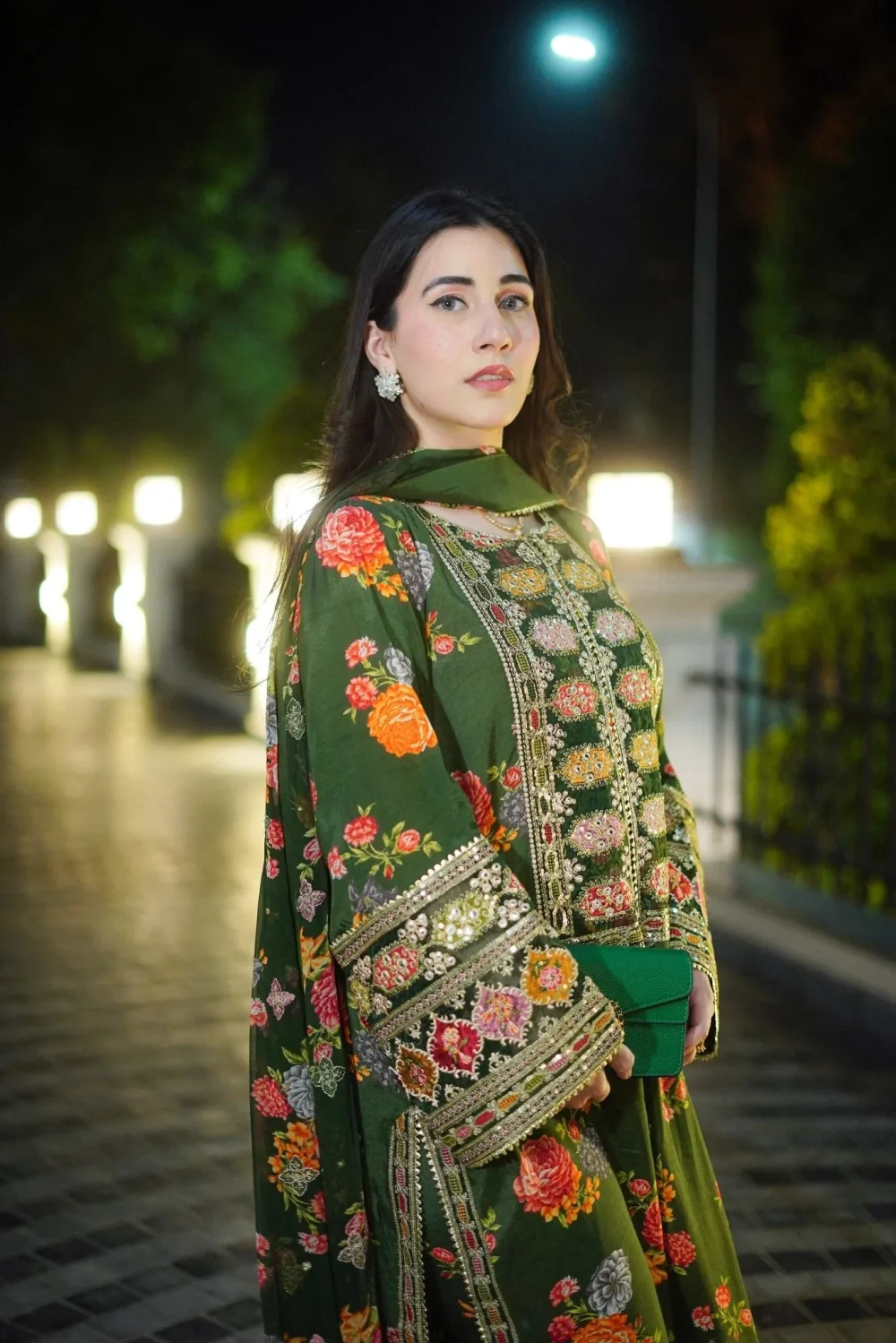 Shamoze Silk Heavy Embroidered Dress With Printed Silk Dupatta (Unstitched) (ST277) - Image 3