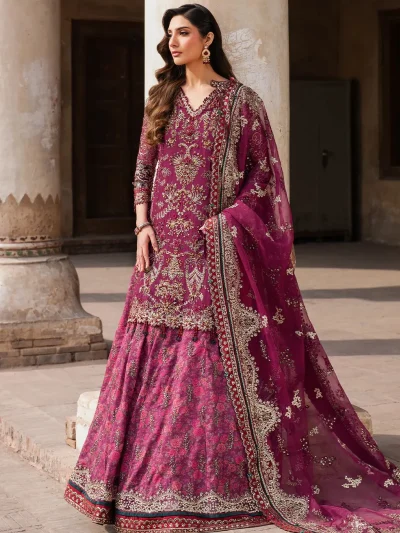 Chiffon Heavy Embroidered Party Wear Dress With Organza Embroidered Dupatta (Unstitched) (ST273)