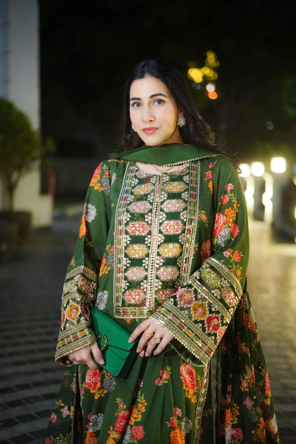 Shamoze Silk Heavy Embroidered Dress With Printed Silk Dupatta (Unstitched) (ST277) - Image 2