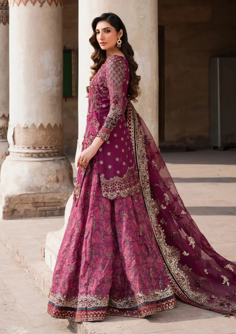 Chiffon Heavy Embroidered Party Wear Dress With Organza Embroidered Dupatta (Unstitched) (ST273) - Image 2