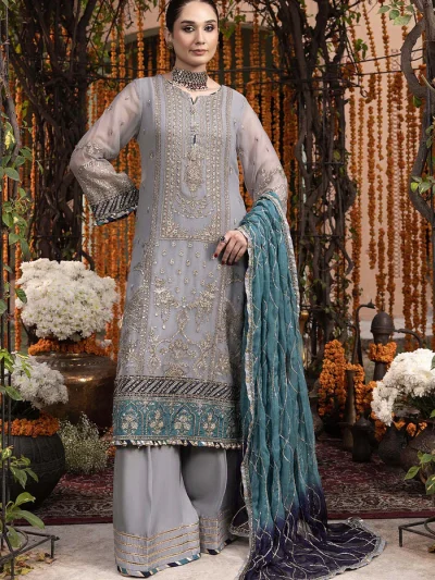 Chiffon Heavy Embroidered Dress With Embroidered Chiffon Dupatta (Unstitched) (ST288)