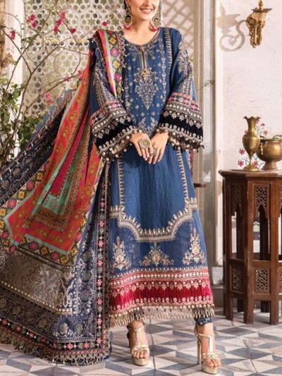 Digital Printed Lawn Heavy Embroidered Dress With Chiffon Dupatta 3 PCs (Unstitched) (ST287)