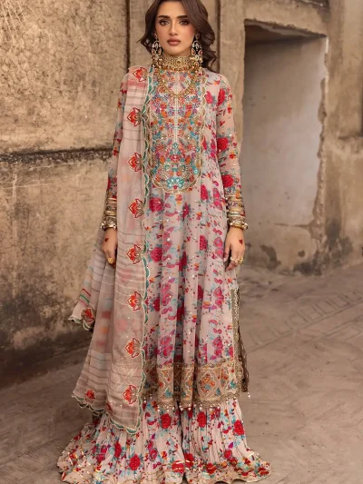 Chiffon Heavy Embroidered Dress With Embroidered Chiffon Dupatta (Unstitched) (ST306)