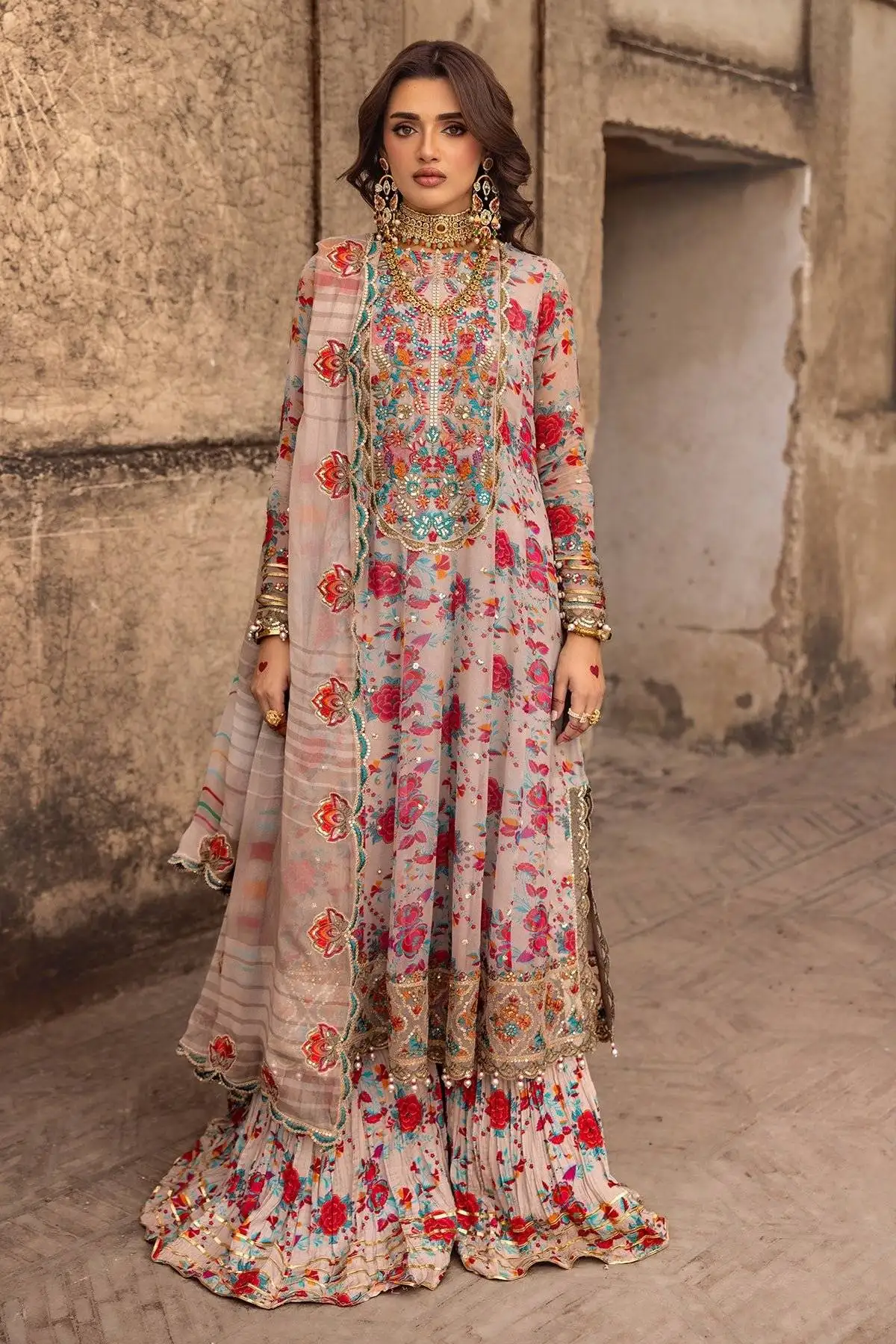 Chiffon Heavy Embroidered Dress With Embroidered Chiffon Dupatta (Unstitched) (ST306)