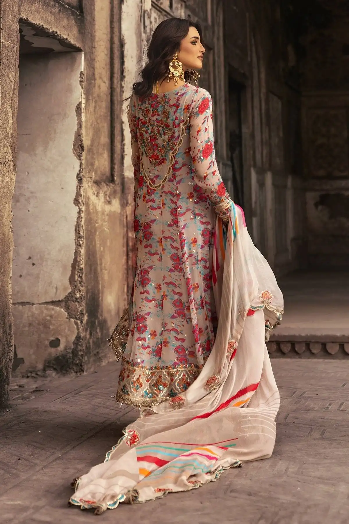 Chiffon Heavy Embroidered Dress With Embroidered Chiffon Dupatta (Unstitched) (ST306) - Image 2