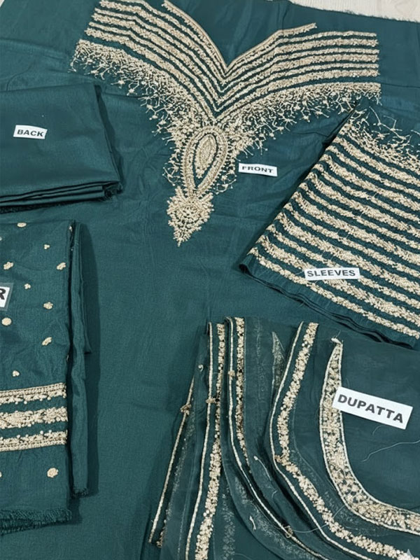 JAZMIN Silk Heavy Embroidered Dress With Organza Embroidered Dupatta (Unstitched) (ST307) - Image 4