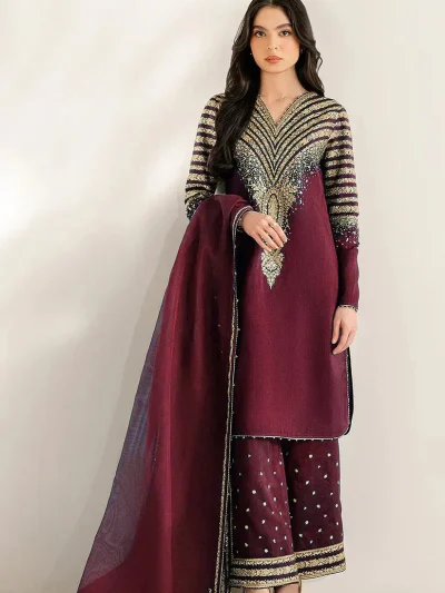 JAZMIN Silk Heavy Embroidered Dress With Organza Embroidered Dupatta (Unstitched) (ST300)