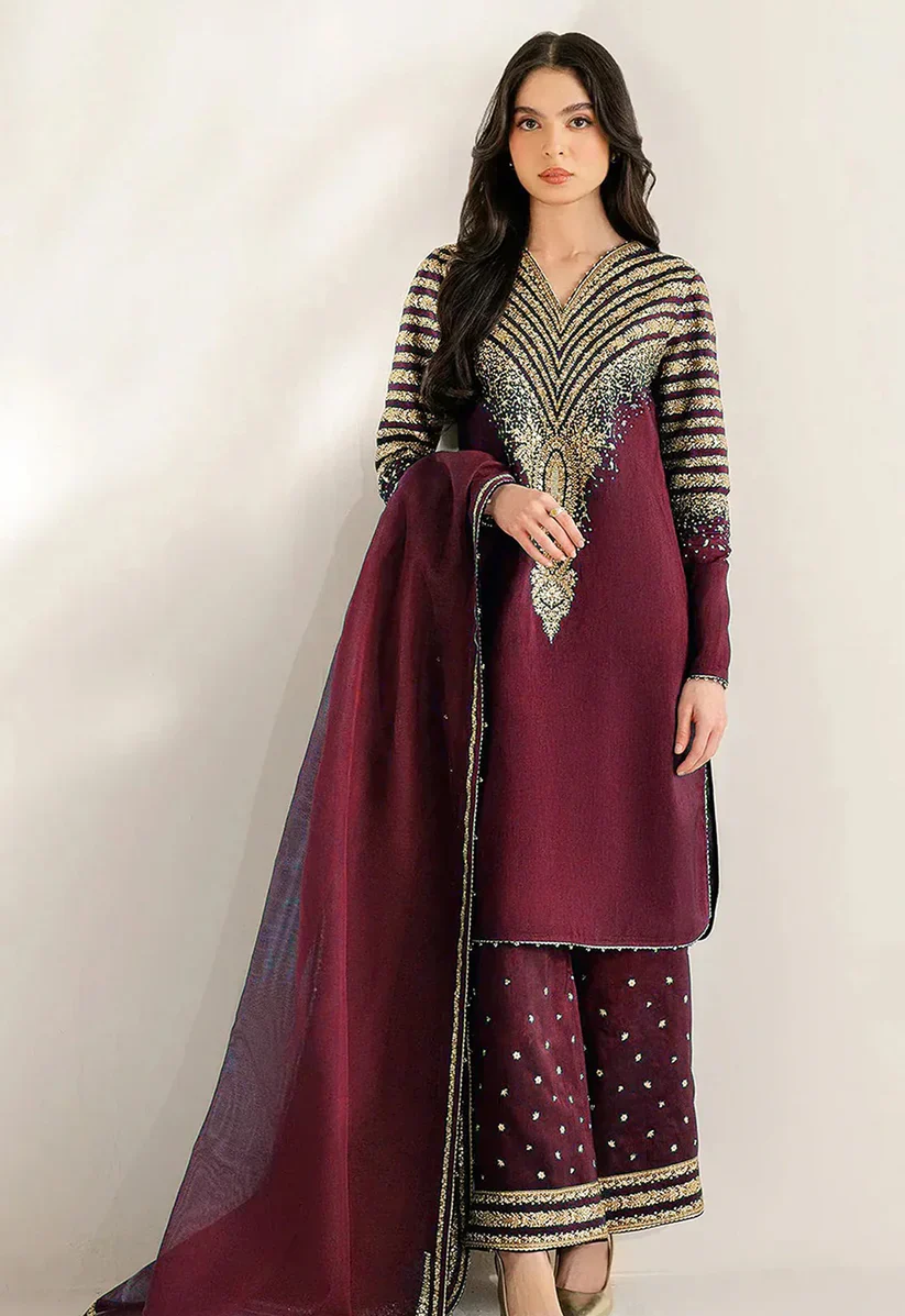 JAZMIN Silk Heavy Embroidered Dress With Organza Embroidered Dupatta (Unstitched) (ST300)