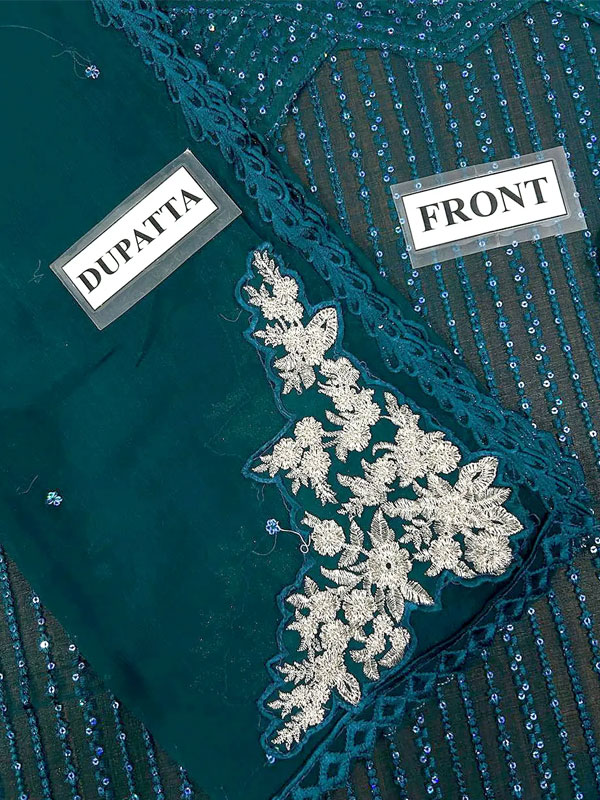 Chiffon Heavy Sequence Embroidery Dress Chiffon Embroidery Dupatta (Unstitched) (ST336) - Image 4