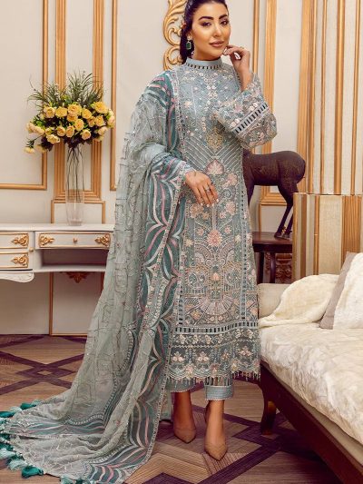 Chiffon Heavy Embroidered Dress With Embroidered Chiffon Dupatta (Unstitched) (ST321)