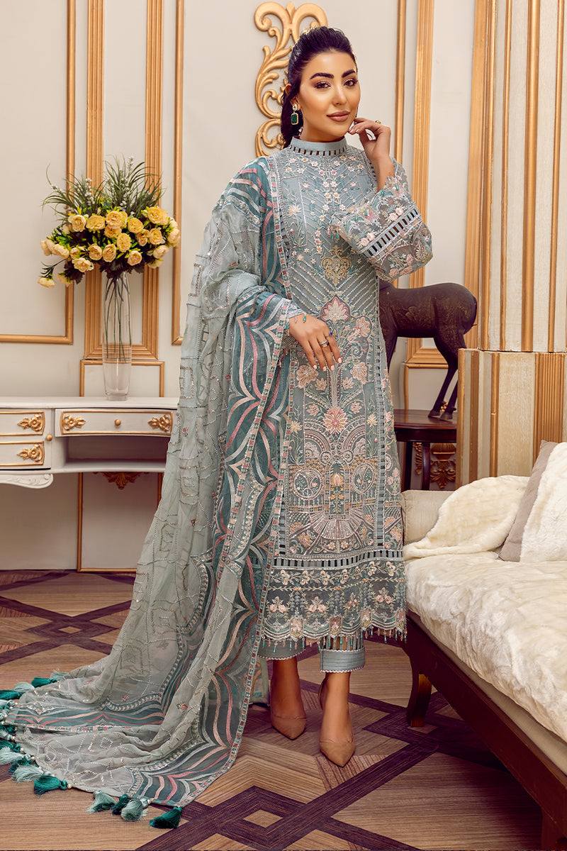 Chiffon Heavy Embroidered Dress With Embroidered Chiffon Dupatta (Unstitched) (ST321)