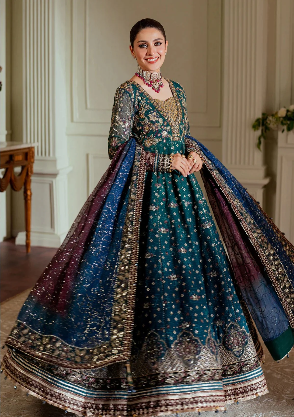 Chiffon Sequence Heavy Embroidered Dress With 4-Sided Embroidered Dupatta (Unstitched) (ST320) - Image 4