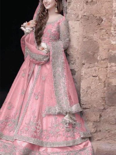 NET Sequence Embroidered Dress With 4 Sided Embroidered NET Dupatta (Unstitched) (ST319)