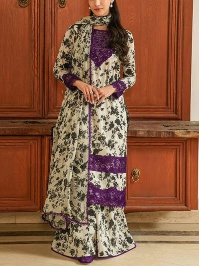 Digital Printed Lawn Dress With Chiffon Printed Dupatta (Unstitched) (ST323)