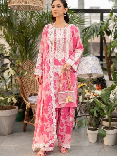 Digital Printed Lawn Embroidered Dress With Chiffon Printed Dupatta (Unstitched) (ST324)