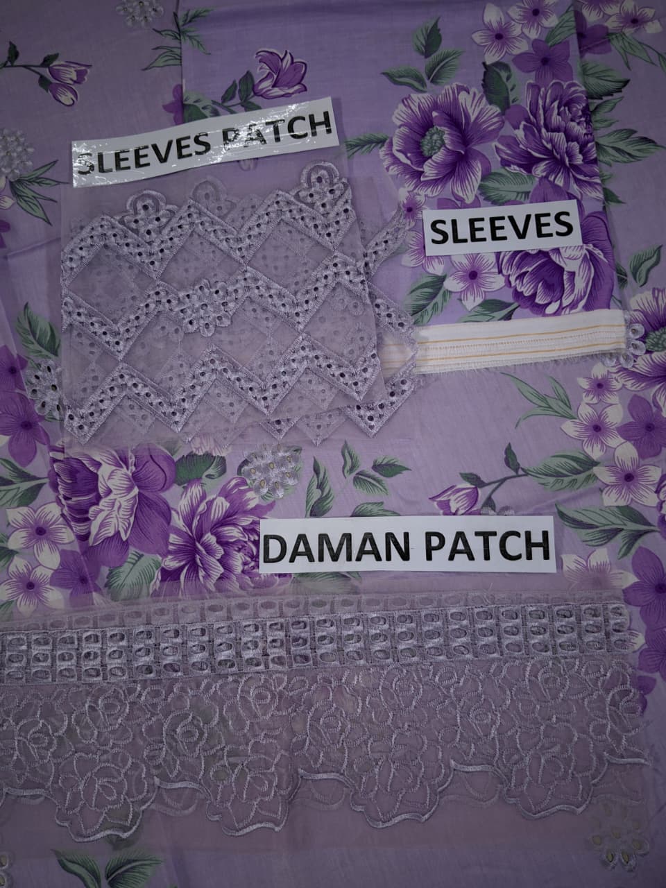 Lawn Schiffli Embroidered All-Over Printed Dress with 4 Side Heavy Embroidery Chiffon Dupatta (Unstitched) (ST338) - Image 5