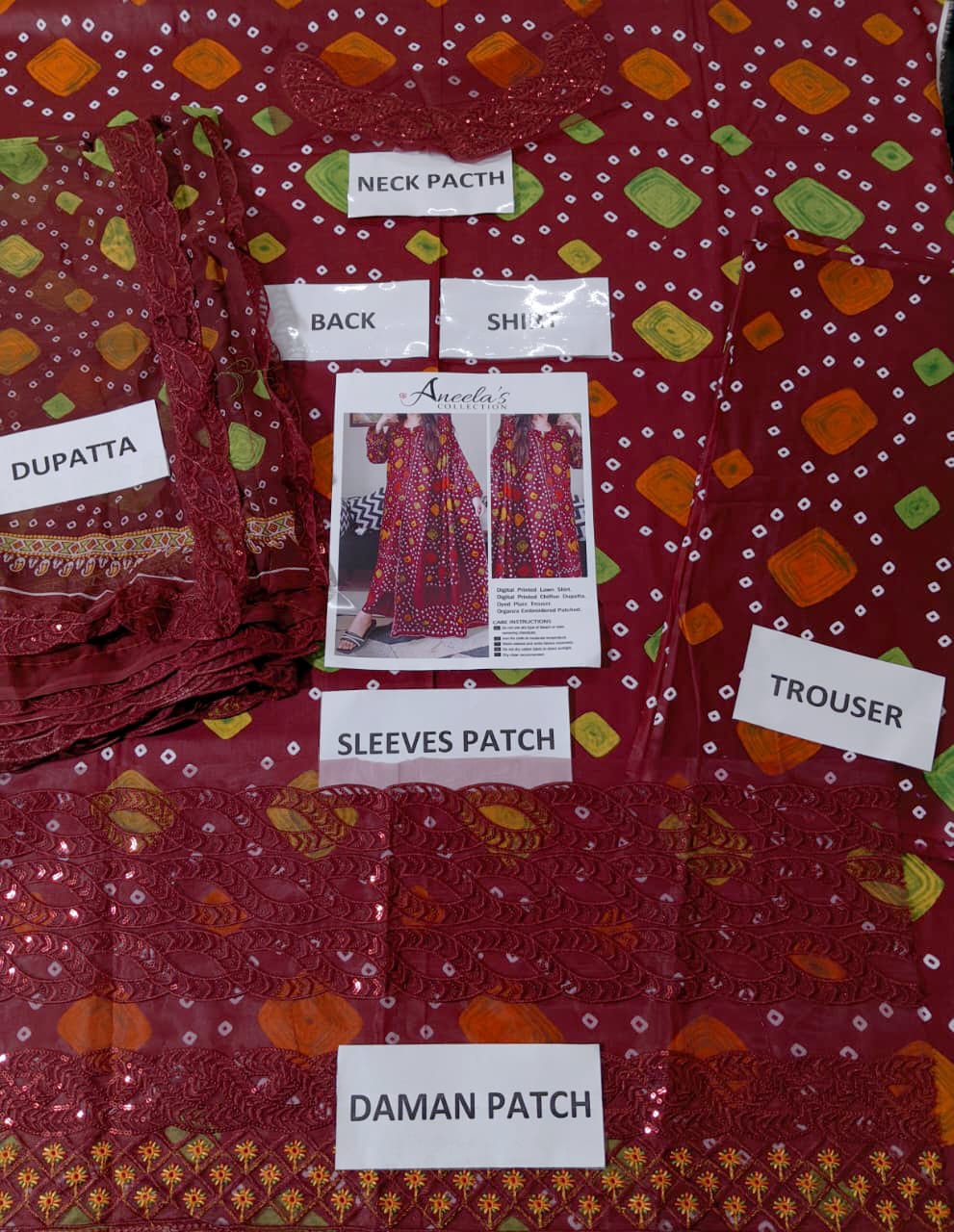 Digital Printed Chunri Lawn Dress With Printed Chiffon Dupatta (Unstitched) (ST322) - Image 2