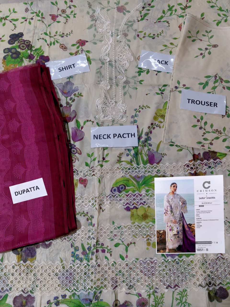 Printed Lawn Chicken Kaari Dress With Chiffon Printed Dupatta (Unstitched) (ST326) - Image 2