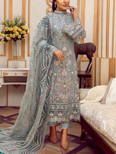 Chiffon Heavy Embroidered Dress With Embroidered Chiffon Dupatta (Unstitched) (ST353)