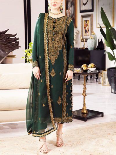Chiffon Heavy Embroidered Spengle Dress With Chiffon Embroidered Dupatta (Unstitched) (ST364)