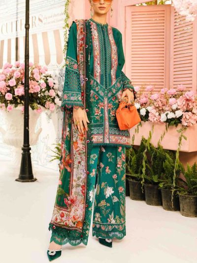 Digital Printed Lawn Embroidered Dress With Printed Chiffon Dupatta (Unstitched) (ST356)