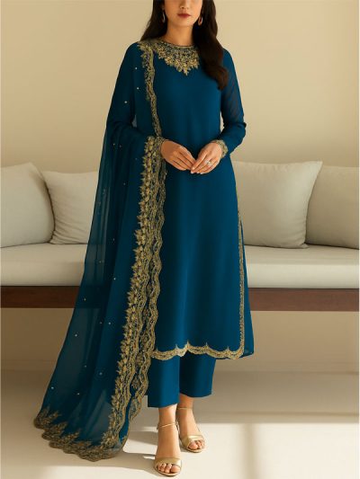 Heavy Chiffon Embroidered Dress With Embroidered Chiffon Dupatta (Unstitched) (ST329)