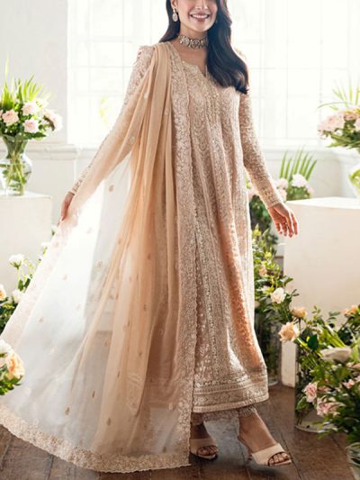 Heavy Embroidered Chiffon Dress With Chiffon Embroidered Dupatta (Unstitched) (ST348)