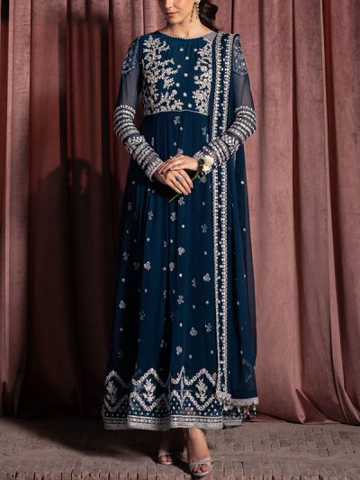 Heavy Embroidered Chiffon Party Wear Dress With 4 Sided Embroidered Chiffon Dupatta (Unstitched) (ST347)