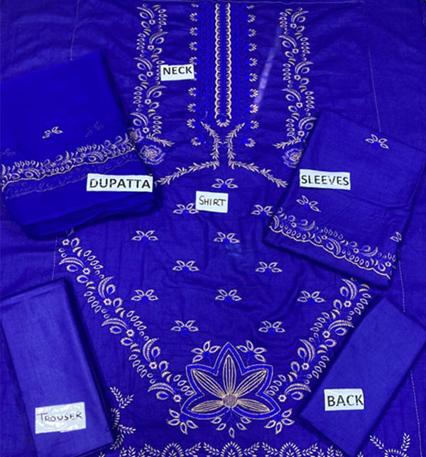 Cotton Heavy Embroidered Dress With Bamber Chiffon Embroidered Dupatta (UnStitched) (ST249) - Image 4