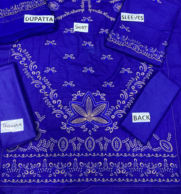 Cotton Heavy Embroidered Dress With Bamber Chiffon Embroidered Dupatta (UnStitched) (ST249) - Image 3