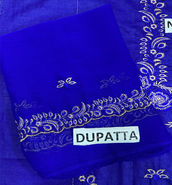 Cotton Heavy Embroidered Dress With Bamber Chiffon Embroidered Dupatta (UnStitched) (ST249) - Image 2