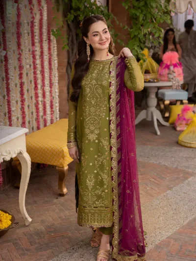 Heavy Embroidered Chiffon Dress With Chiffon Embroidered Dupatta (Unstitched) (ST399)