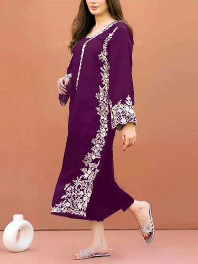 Luxury Lawn Heavy Embroidered Dress 2 PCs Suit (Unstitched) (ST409)