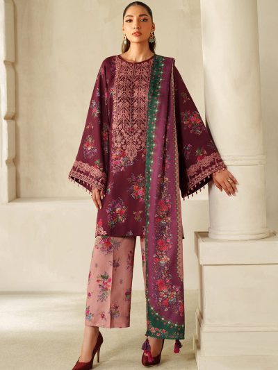 Digital Printed Lawn Embroidered Dress With Chiffon Embroidered Dupatta (Unstitched) (ST375)