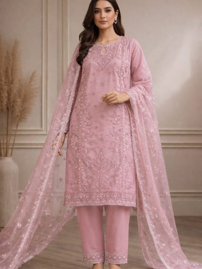 Stitch Organza Heavy Embroidered Dress With Organza Embroidered Dupatta (ST385)