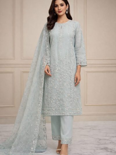 Stitch Organza Heavy Embroidered Dress With Organza Embroidered Dupatta (ST387)