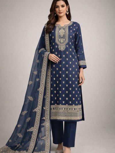 Luxury Lawn Heavy Embroidered Dress With 4-Sided Chiffon Heavy Embroidered Dupatta (Unstitched) (ST401)