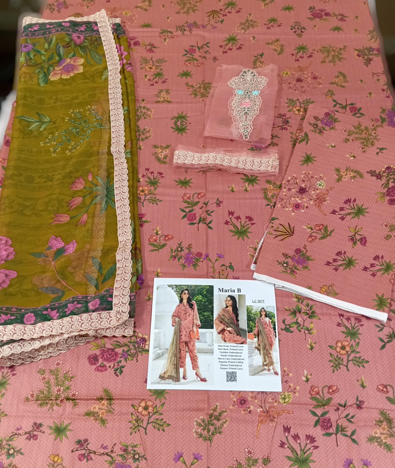 Luxurious Digital Lawn Collection Heavy Sequence Embroidery Bunches 4 Sided Embroidered Dupatta (ST405) - Image 3