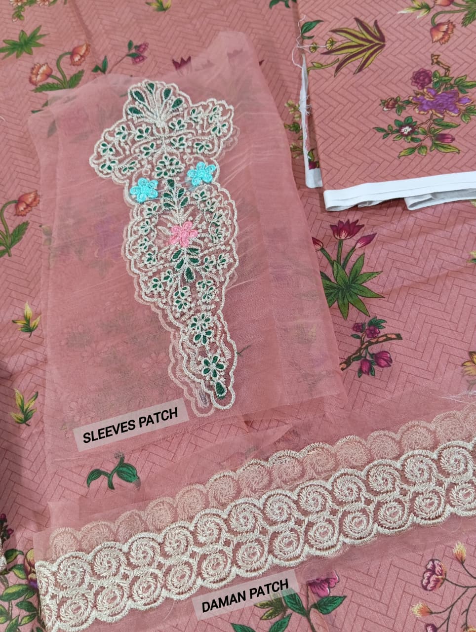 Luxurious Digital Lawn Collection Heavy Sequence Embroidery Bunches 4 Sided Embroidered Dupatta (ST405) - Image 4