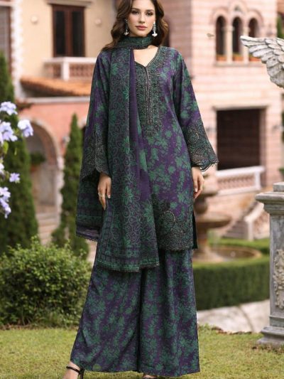All-Over Printed Embroidered Lawn Dress with 4-Sided Embroidered Chiffon Dupatta (Unstitched) (ST406)
