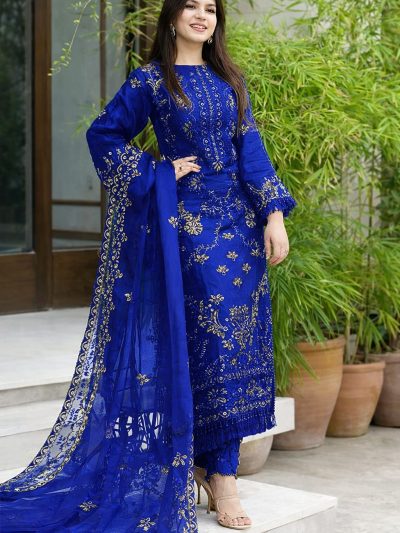 Cotton Heavy Embroidered Dress With Bamber Chiffon Embroidered Dupatta (UnStitched) (ST249)