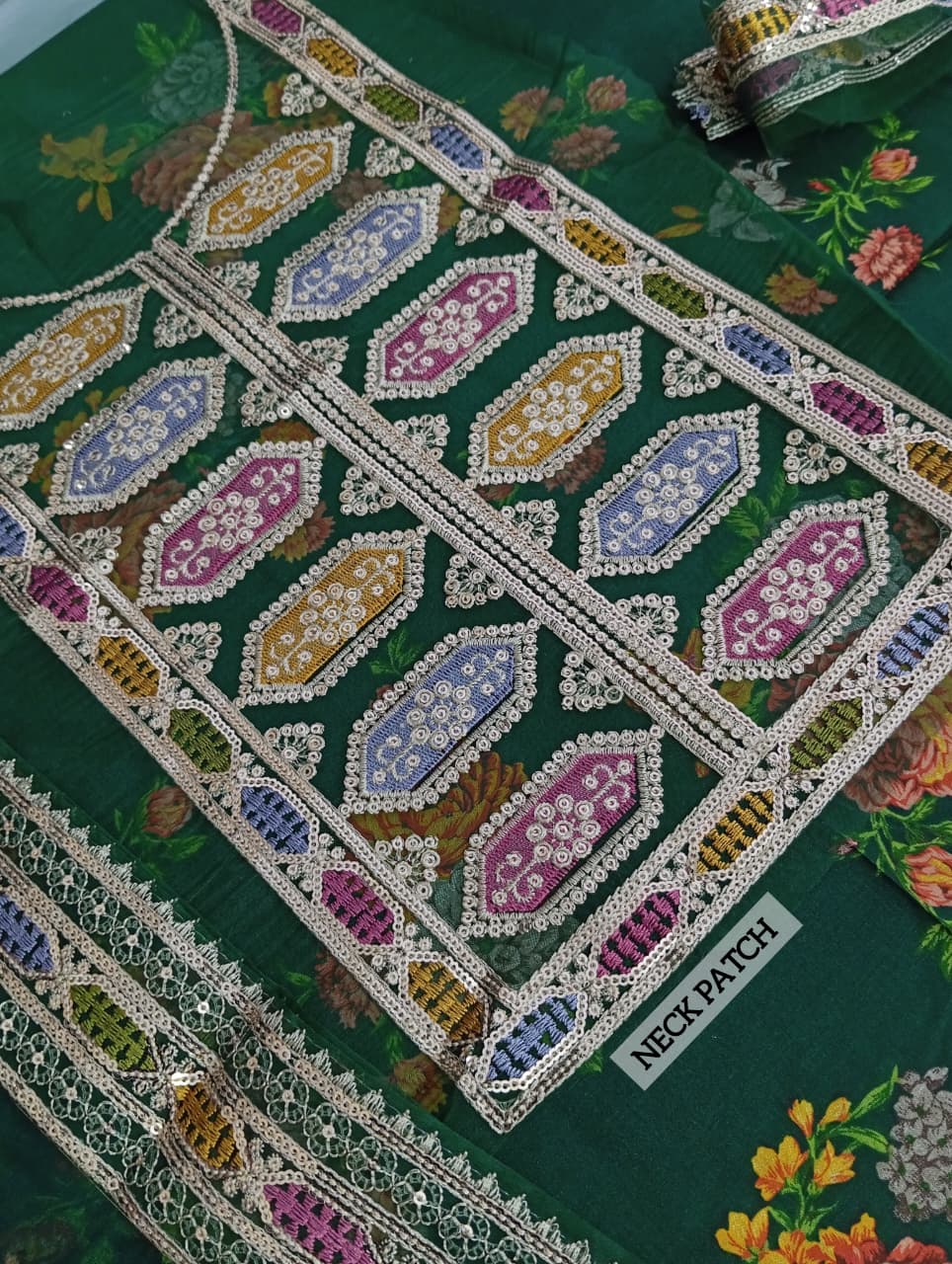 Aneela’s Digital Print Lawn Embroidered Dress with 4-Sided Embroidered Chiffon Dupatta (Unstitched) (ST416) - Image 3