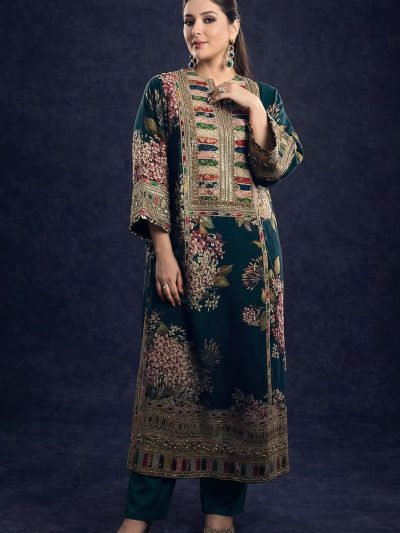 All-Over Print Embroidered Lawn Dress with 4-Sided Embroidered Chiffon Dupatta (Unstitched) (ST419)